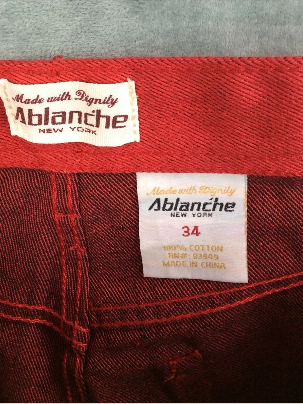 Ablanche New York Men's Red hip hop Jean Shorts - Classic Straight Fit